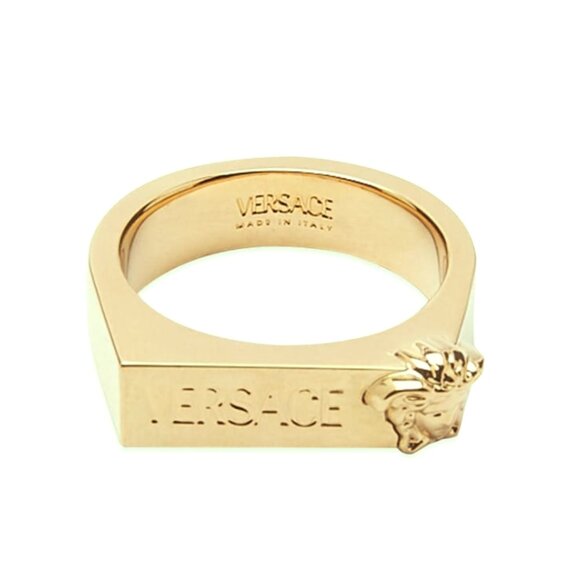 New Versace Gold Tone Medusa Mini Head Logo Ring - Picture 1 of 5
